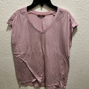 L.L. Bean Women's Soft Pink V-Neck Tee